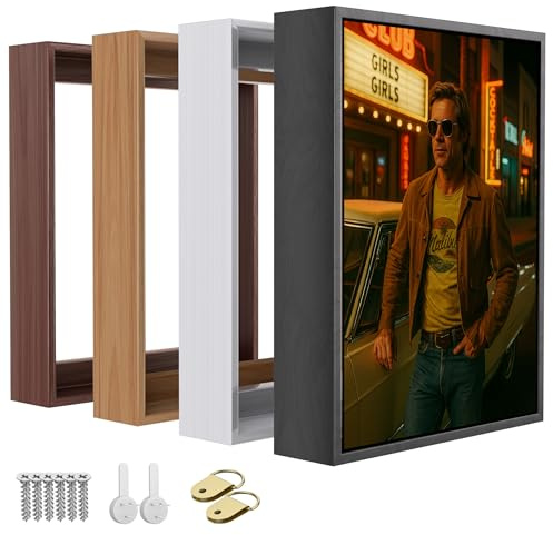 ART Canvas Floater Frame Fits 1”–1.25”Deep Gallery-Wrapped Canvas, Wood-Look Floater Frames for Finished Stretched Canvas Prints, Wall Oil Paintings Artwork for Home Bedroom (Back, 18 x 24)