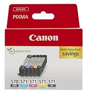 Canon PGI-570 BK CLI-571 BK C M Y PGBK Vorteilspack 5 Tintenpatronen (Schwarz, Cyan, Magenta, Gelb, Pigment-Schwarz) Original [Umweltfreundliche Recycle-Kartonverpackung 2024]