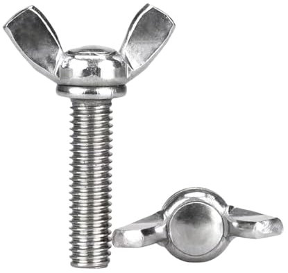 Labbe Tornillo de Mariposa de Acero Inoxidable Tornillo de máquina 10 Piezas, Plateado(M5 * 25mm)