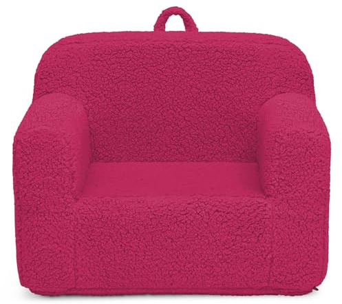 Delta Children Sherpa Cozee Chair - Foam Kids Chair for Ages 18 Months and Up, Hot Pink