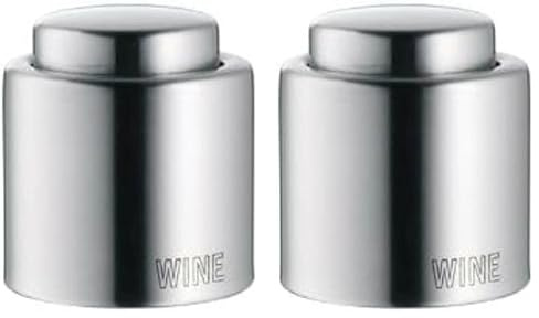 WMF Clever&More Weinverschluss mit Aufschrift, Weinflaschenverschluss Ø 2,4 cm, Cromargan Edelstahl mattiert (Packung mit 2)
