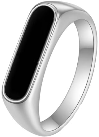 Homxi Edelstahlring Damen Personalisiert,5MM mit Rechteck Damen Ringe Silber Damenring Gr. 62 (19.7)