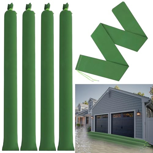 Sacos de arena largos para inundaciones, protección contra inundaciones, barrera de agua sin arena, bolsas de arena de tubo, barrera de inundación para puerta de inundación del garaje del hogar (2, 6