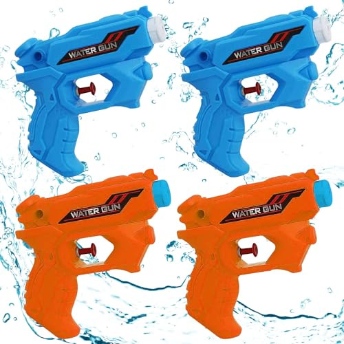 4 Stück Kinder-Wasserpistolen, Interaktive Jet-Wasserpistolen, Große Reichweite, Geeignet für Sommer-Strand-Pool im Freien Wasser-Spiele Spaß Wasser Kampf Spielzeug (2pcs Blau, 2pcs Orange)