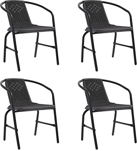 ShCuShan Gartenstühle Stapelstuhl Garten 4 STK. Rattan-Optik Kunststoff und Stahl 110 kg