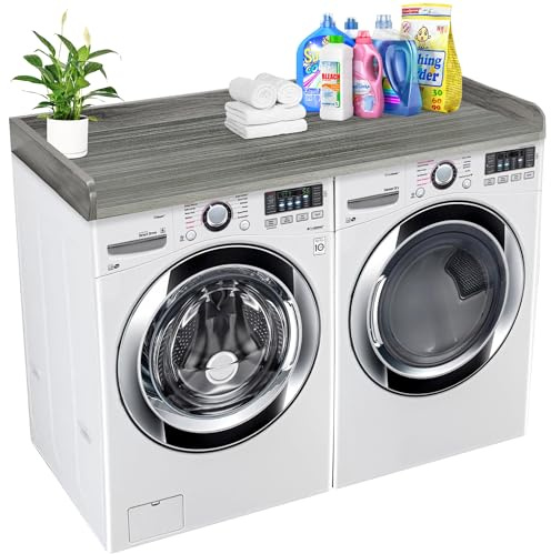 Royxen Washer Dryer Countertop with Solid Wood Core,54“W x 27.5D Laundry Countertop with Edge Rails,Washer and Dryer Topper for Laundry Room Organization (Eucalyptus)