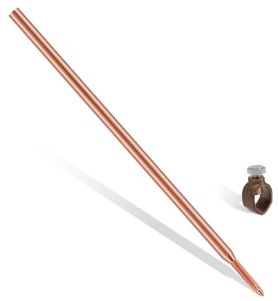 Kupfer plattiert Erdstab für tiefe Erde, Durchmesser 16mm Kohlenstoffstahl 254um (Norm UL-467) Rote Kupferbeschichtung(Set mit Silizium Bronze Klemme, 1M Ø16(1x1000mm))