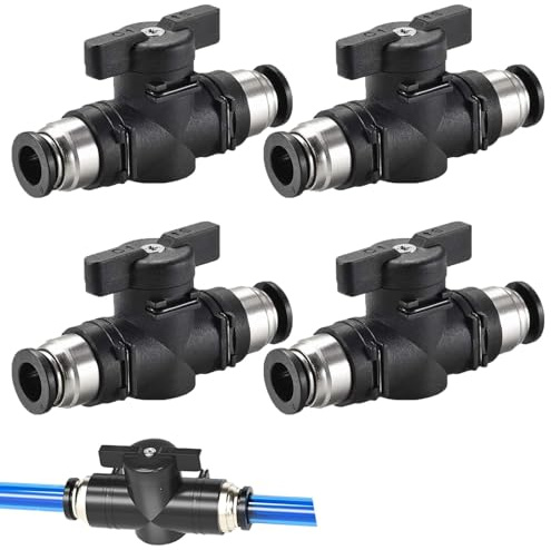 VZU 4PCS 8mm Pneumatic Ball Valve, BUC Pneumatic Quick Connector Manual Valve, Air Flow Control Valve Push to Connect Fitting, BUC-8 Connectors