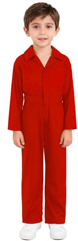 LiiYii Salopette da Lavoro Bambini Ragazzi Tuta Intera a Manica Lunga Tuta Meccanico Protettiva con Cerniera e Tasca Romper Pagliaccetto Tinta Unita Workwear