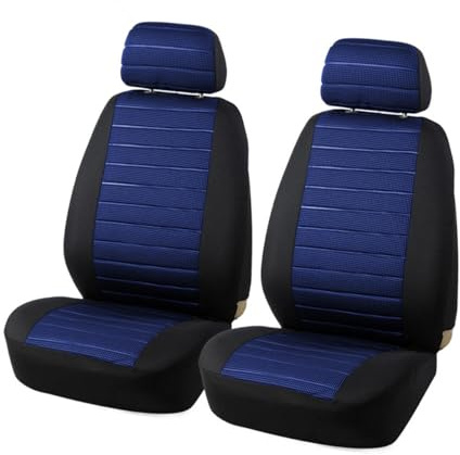 JNNJ 2 Piezas Funda Asiento Coche Delantero, Funda Asiento Coche para Todas Las Estaciones, Poliéster Asiento Automóvil, Auto Cubierta Asientos, Fundas Coche Asientos Delanteros Accesorios(Azul)