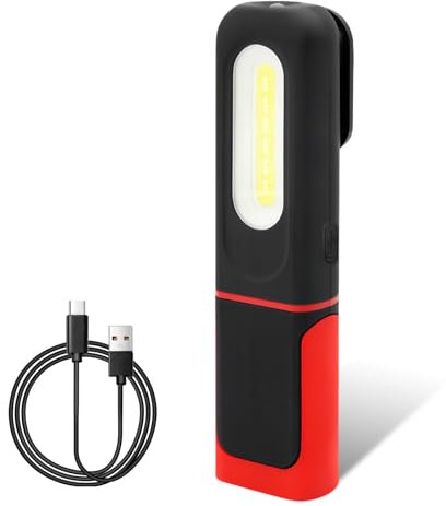 Lampe de travail LED sans fil - Lampe de travail LED avec lampe de poche - Lampe d'atelier LED avec aimant et crochet - Projecteur LED - Lampe de travail COB pour réparation de voiture, camping,
