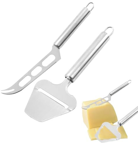 SOGHO 2 Stück Käsemesser Set,Käsemesser,Käsehobel,Käseschneider,Käseschneider Set,Käseschneider Aus Edelstahl,Käseschneider Edelstahl, Käse Werkzeuge,Für Hartkäse, Weichkäse Und Butter