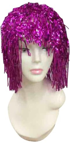 OATIPHO Glänzende Violette Lametta-perücke Metallic Folienperücke Für Kostüme Maskenball Party Karneval Disco Zubehör Auffällige Faschingsperücke