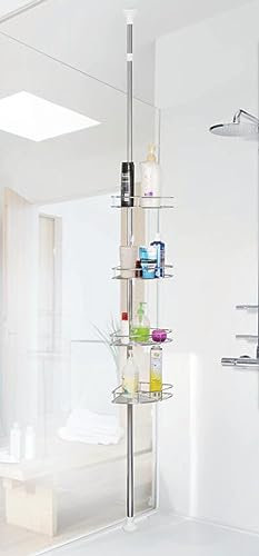 Corner Telescopic Bathroom Shower Caddy, Stainless Steel Adjustable Bathroom Shelves Storage Shelf Unit with 4 Trays