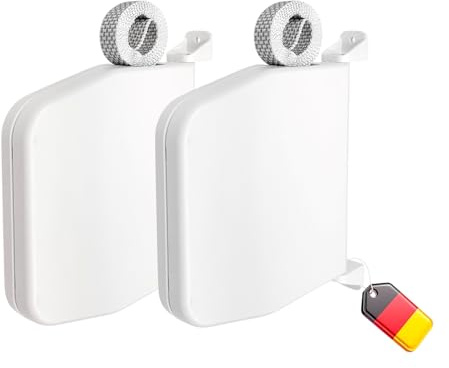 WINRODOOR® Avvolgitore per tapparelle a parete, confezione da 2 pezzi, con cinghia premontata, 6 m, robusto mini avvolgitore per cinghia da 15 mm, orientabile a 180°, distanza tra i fori 155 mm