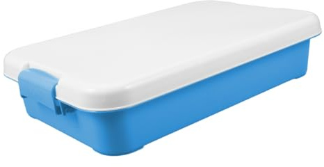 CORHAD Portable Boys and Girls Plastic Sand Tray with Lid, Blue Sandbox Storage Box for Indoor and Outdoor Sand Play, Toddler Sandpit Toy Organizer