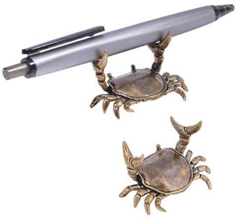 FREEBLOSS 2 Porte Stylo en Laiton en Forme de Crabe Porte Cuillère en Forme de Crabe pour Bureau Porte Stylo Décoratif en Laiton pour Décoration de Bureau