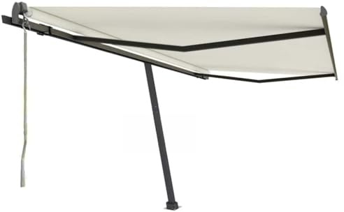 Tenda da Sole Automatica 400x300 cm, con Telecomando e Manovella, Tessuto Poliestere Impermeabile UV, Struttura in Alluminio Antracite, per Giardino e Terrazzo, Bianco Crema