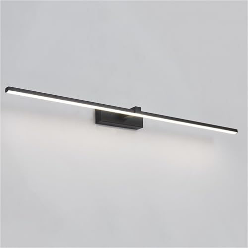Barra luminosa a LED moderna e minimalista da 80 cm, colore nero, per trucco e toilette, luce calda, elegante illuminazione a specchio a LED per bagni contemporanei