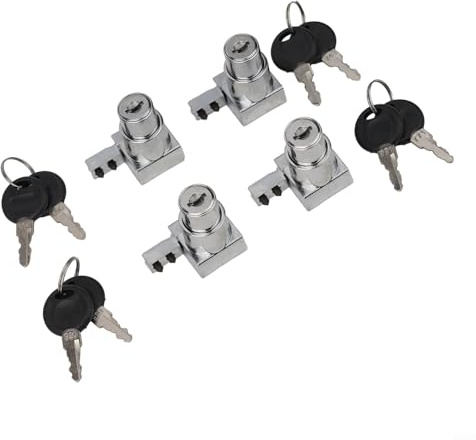Besttoolifes Lot de 4 verrous de porte de placard en verre avec clés, serrures de sécurité coulissantes pour vitrine en verre de 5 à 8 mm, alliage de zinc