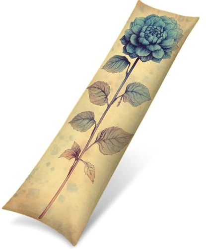 Blu Cuscino per Dormire Laterale 60x180 Cuscino Lungo per Dormire Lateralmente, Cuscini per il Collo, per Gravidanza e Sostenere la Maternità, Migliorare Qualità Del Sonno, Federe Cuscini Fiori Q-1620