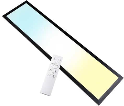 LUXULA LED Panel 100x25cm Schwarz, 40W 4400lm, 3000K-6500K dimmbar | dimmbar mit Fernbedienung, UGR<19 blendfrei, Deckenpanel, Deckenleuchte flach, Deckenlampe lang, Bürolampe
