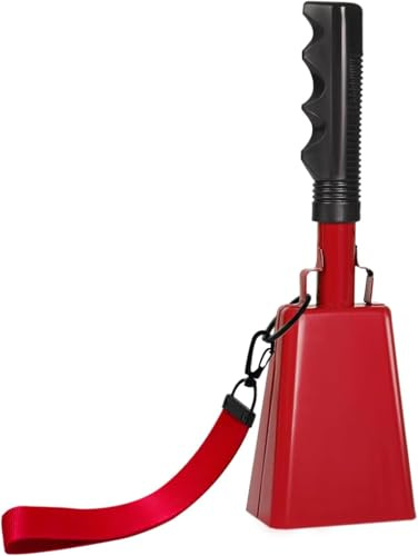 23 cm Kuhglocke Große aus Stahl mit 12 cm Handschlaufe, Laute Handglocke Jubelglocke für Fußball Spiele, Sportveranstaltungen, Farm Musikinstrument & Partys – Perfekter Lärmmacher mit Griff (1 Stück)
