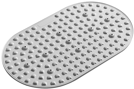 Akupressur-Massagematte aus TPR – Oval 75 x 45 cm mit 7 Akupressur-Pads, Faszienmatte für Yoga, Heimfitness & Plantarfasziitis, Schmerzlinderung & Entspannung (Grau)