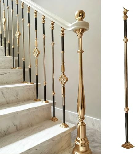 Set di 2 balaustre moderne per scala interna in lega di alluminio, colonne per ringhiera, barre decorative in metallo per balcone, corrimano e abitazione.(1 pc,Style B)