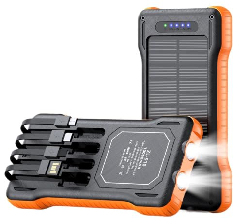 Power Bank Solare Batteria Esterna Impermeabile Da 10000mAh Per Trekking | Caricatore a Ricarica Rapida Per Escursionisti Viaggiatori Campeggio Festival Musicale Spiaggia Escursionismo Trekking Ro