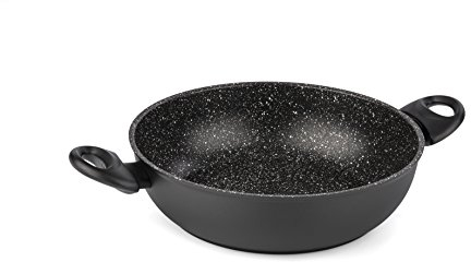 Barazzoni Granitica Plus Tegame Due Manici 5 Strati, Alluminio, Nero, 24 cm