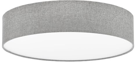 EGLO Deckenlampe Pasteri, 3 flammige Textil Deckenleuchte, Material: Stahl | Stoff, Farbe: Leinen grau, weiß, Ø: 57 cm