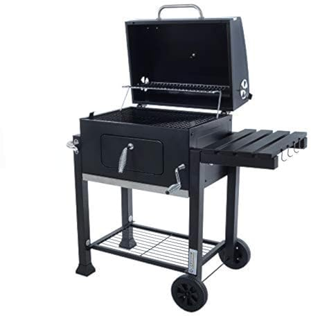 Azuma Rhino BBQ Holzkohlegrill, Grill, Grau, Stahl, tragbar mit Rollen, Haken zum Aufhängen und Flaschenöffner für Garten, Terrasse, Outdoor, Sommerparty, Essen, Kochen, Grillen für Familie, Freunde im Sommer