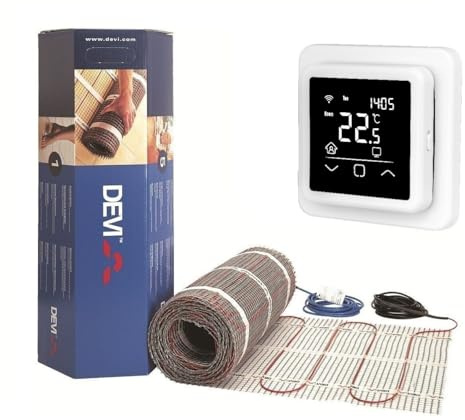 DEVI Devimat Dünnbettset Dünnbett SET mit Thermoval Touch TVT40 Regler Wifi TUYA Fußbodenheizung DSVF150 (5m2)
