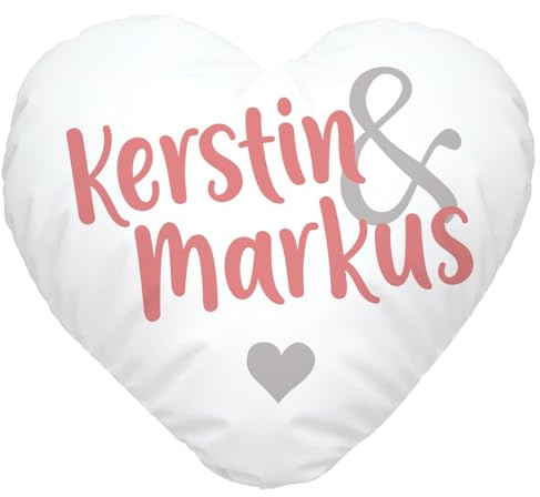 SpecialMe® Herzkissen personalisiert Geschenk Liebe eigene Namen Paar Hochzeitsgeschenk Hochzeitstag Valentinstag Weiss Herz-Kissen
