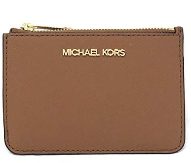 Michael Kors Jet Set Travel Small Top Zip Coin Pouch with ID Holder Saffiano Leather (Luggage)