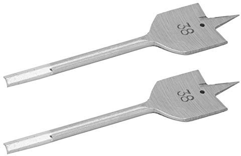Juego de brocas de pala de 2 piezas de 38 mm, juego de brocas de madera plana de acero de alto carbono para carpintería, cortador de agujeros
