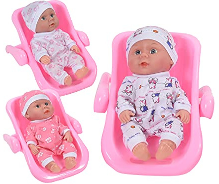 CLEMENT CLEMENTINE - Poupon et Son Fauteuil - Jouet pour Enfant - 079905 - Couleur Aléatoire - Plastique - Poupée - Bébé - Mannequin - 25 cm x 18 cm - À Partir de 2 Ans