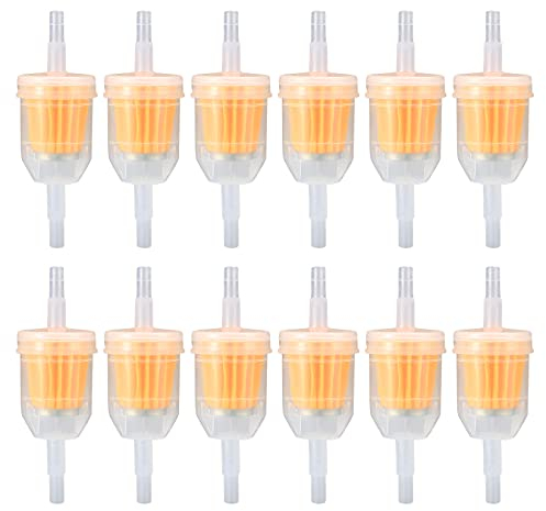 Vwoqiy 12 Pieces Gas Inline Fuel Filters, Universal Motorcycle Petrol Inline Filter, Filtration Speed Quick Fuel Filter for 6-8mm Motorbike, Scooter, Generator, Lawnmower Machines, Auto (Yellow 12)