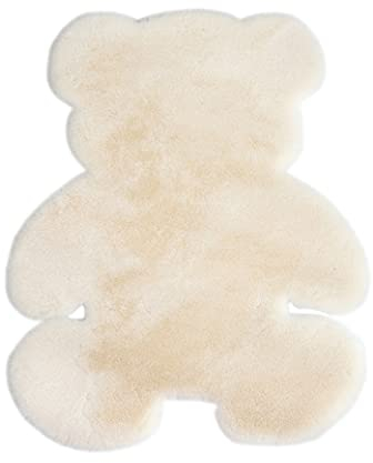 KRIPINC Bär Faux Lammfell Schaffell Teppich Kunstfell, Teppich Weich Flauschig Shaggy rutschfeste für Wohnzimmer Schlafzimmer Kinderzimmer (75x105cm, Beige)