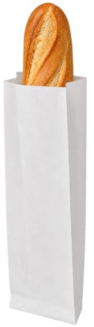 Virsus 100 Sacchetti di Carta per Alimenti colore Bianco, misura 17x38 cm, Buste in carta Kraft per Trasporto di Cibi e Oggetti