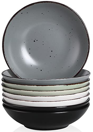 vancasso Suppenteller Steingut, MODA 8-teiliges Tiefteller Set, Pastateller, Nudelschalen, Suppenschalen, Salatschale, 800ml