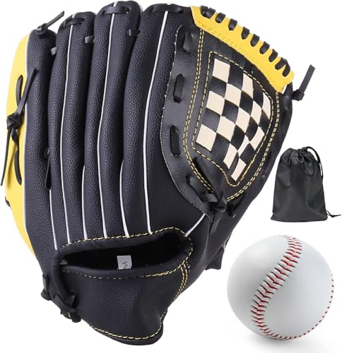 LeapBeast Guante de Béisbol, Jarra Softball Guantes Mano Izquierda Suave PU con 1 Pelota Suave para Niño/Adolescente/Adulto Profesional de Béisbol