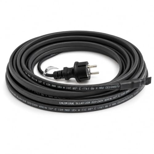 Frostschutz-Heizkabel CALORIQUE 10 m – SLL 40 W/m selbstregulierendes Eisfrei-Heizkabel 230V, Heizleitung mit Schutzkontaktstecker, anschlussfertiges Wärmekabel gegen Frost, Rohrbegleitheizung, IP67