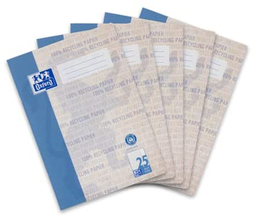 Oxford Schulheft A4 Recycling, 16 Blatt, Lineatur 25, liniert, 5 Stück