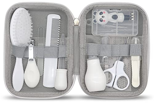 11pcs Trousse de Soin Bébé Accessoire de Soins De Bébé-Portable-Peigne,Pince à Ongles ect,Pour La Maternelle,Les Nouveau-Nés,Les filles,Garçon(Blanc)