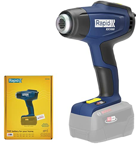 Rapid RX1000 Akku-Heißluftpistole 18V – Kabelloses Heißluftgebläse mit LCD-Display und Temperaturregelung bis 550°C – Kompatibel mit POWER FOR ALL Akku – Ohne Akku und Ladegerät