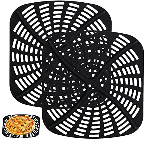 WEITING Silicone Baking Mat for Airfryer | Perforated Square Air Fryer Inserts | Square Air Fryer Liner for Ninja Ag301 Foodi, AirFryer Accessories Parchment Paper Replacement, Pack of 2