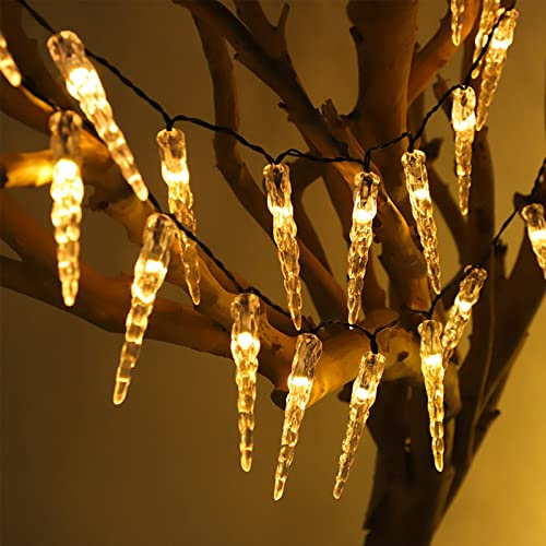 Solar Weihnachtsbeleuchtung Außen,Eiszapfen Lichterkette Außen,Weihnachtsdeko Solar,Weihnachtsbaum Lichterkette,Lichtervorhang Weihnachtsbeleuchtung IP55 Wasserfest Für Weihnachten,Party,Garten(6.5m)