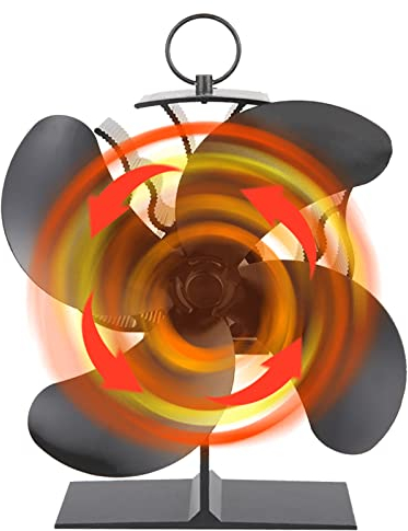 Ofenventilator, Kaminventilator, Ventilator Für Kaminofen, Heizungsventilator, Ohne Strom Leiser Kaminlüfter Mit 4 Blättern Für Holz Brennholz Feuerstelle Ofenrohr Pelletöfen Gasöfen